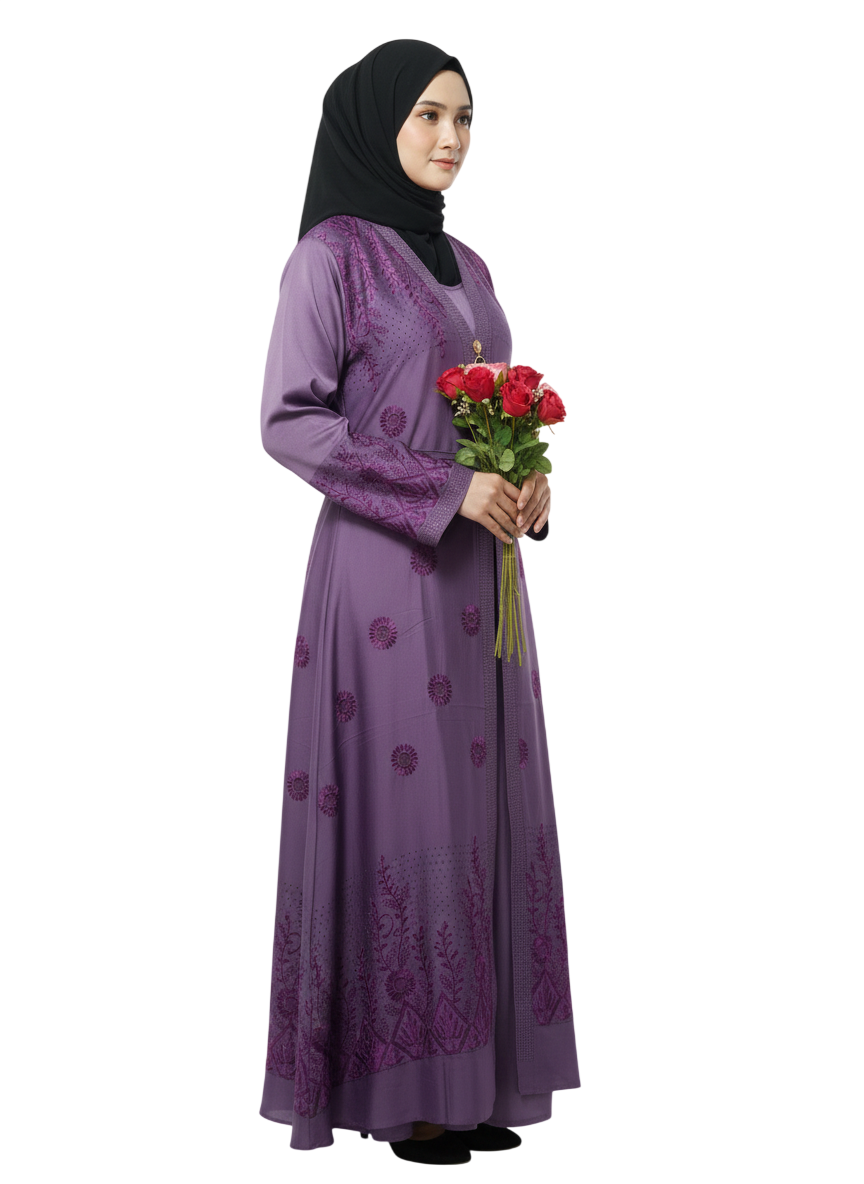 Floral Embroidered Full-Length Abaya for Women – Elegant Modest Wear