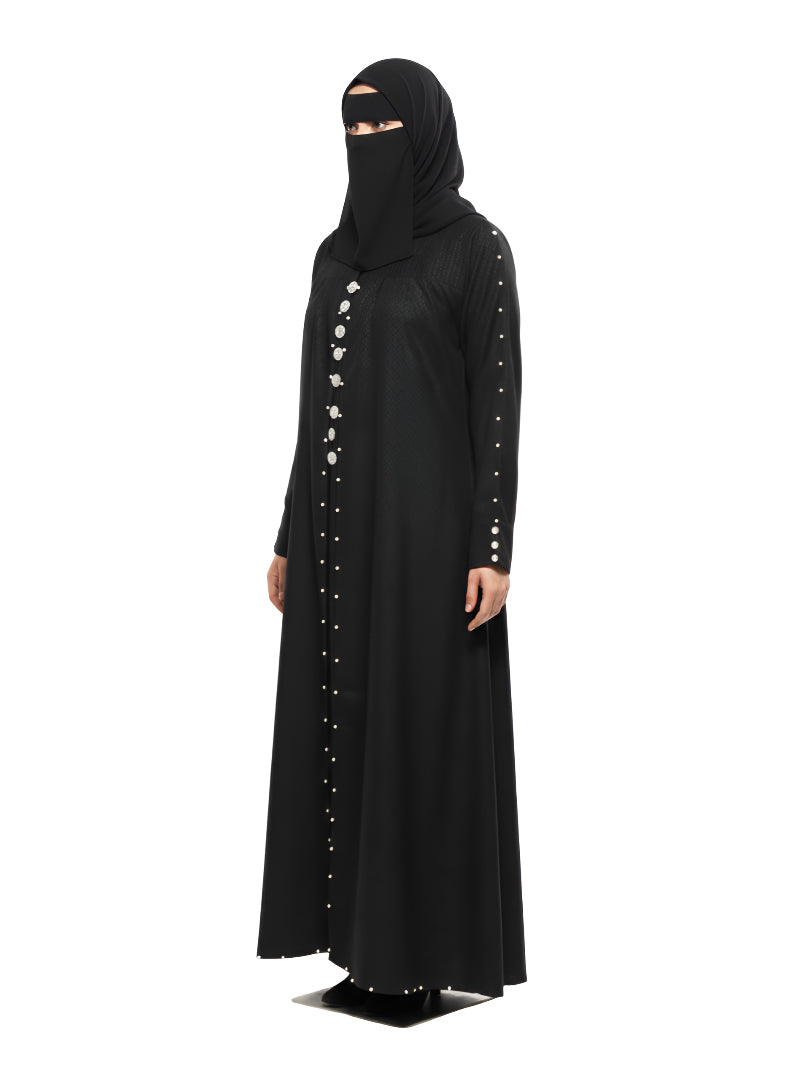 premium full-length black abaya with long sleeves