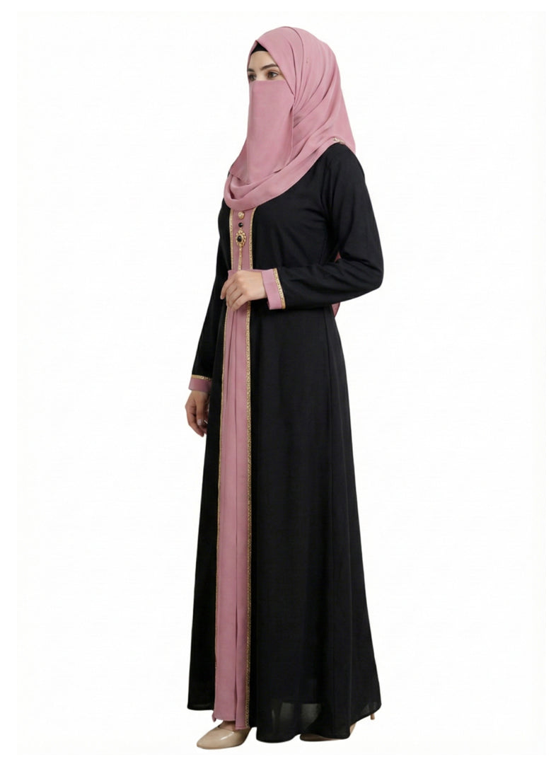 Dubai Style Modest Abaya for Women– Elegant Two-Tone Embroidered Design