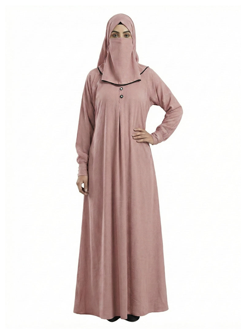 Women’s Maroon Modest Abaya – Closed-Front, Long Sleeve, Full-Length