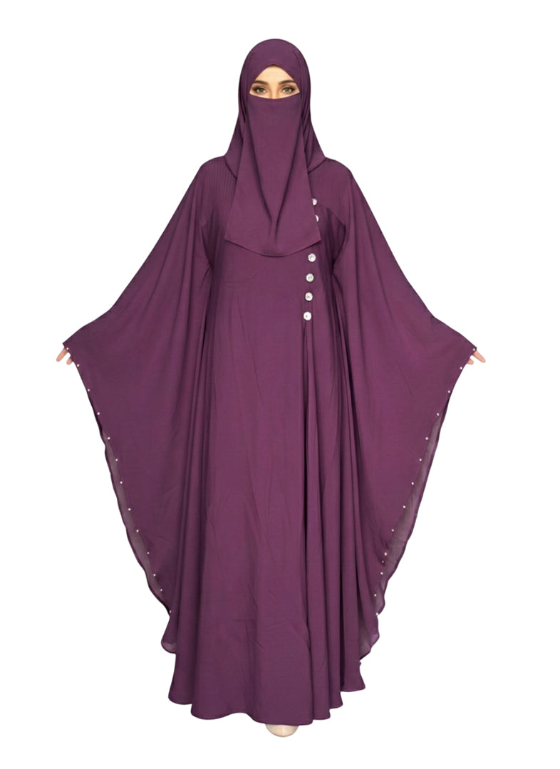 Front open abaya with side buttons