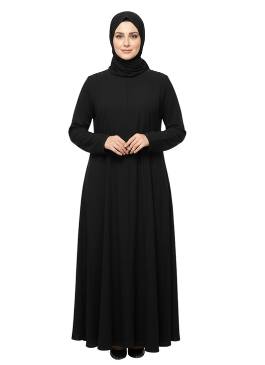 Classic Black Full-Length Modest Abaya for Women – Plain Elegant Daily Wear