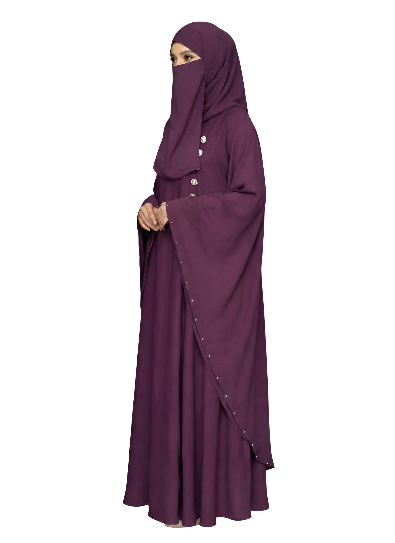 Side button abaya for women
