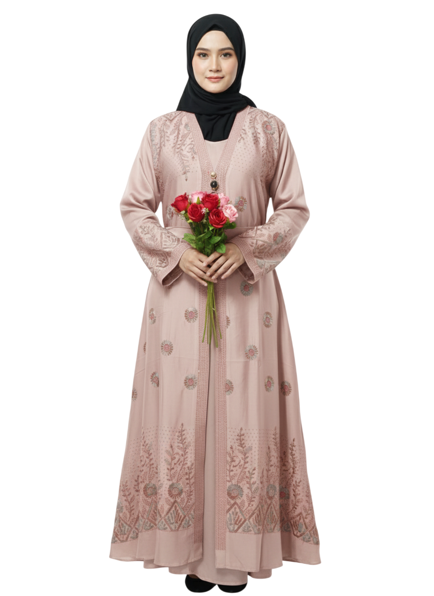 Floral Embroidered Full-Length Abaya for Women – Elegant Modest Wear