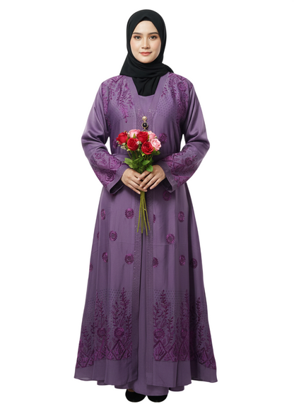 Floral Embroidered Full-Length Abaya for Women – Elegant Modest Wear