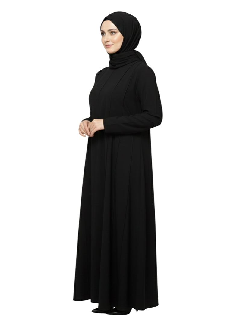 Classic Black Full-Length Modest Abaya for Women – Plain Elegant Daily Wear