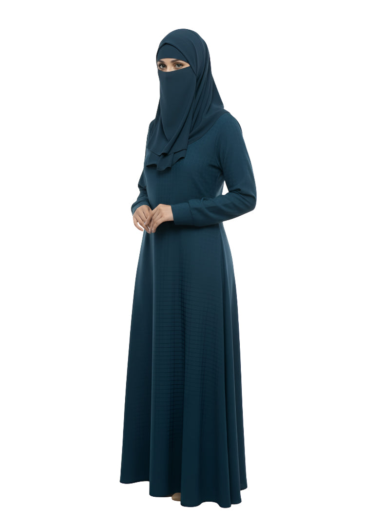 Women’s Plain Modest Abaya – Button Detail, Long Sleeve, Closed-Front