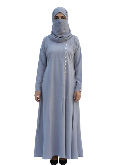 Full-Length Modest Abaya for Women– Textured Upper Panel with Button Details