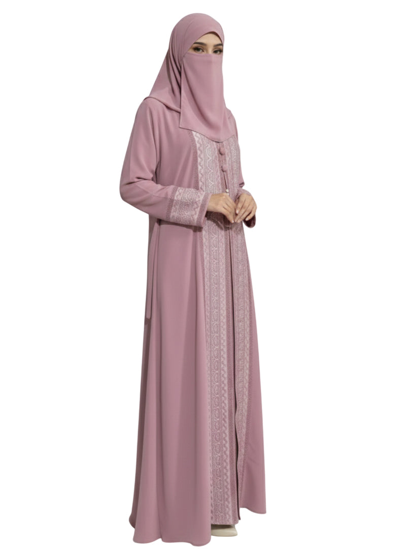 women embroidered front panel abaya
