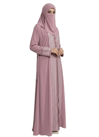 women embroidered front panel abaya