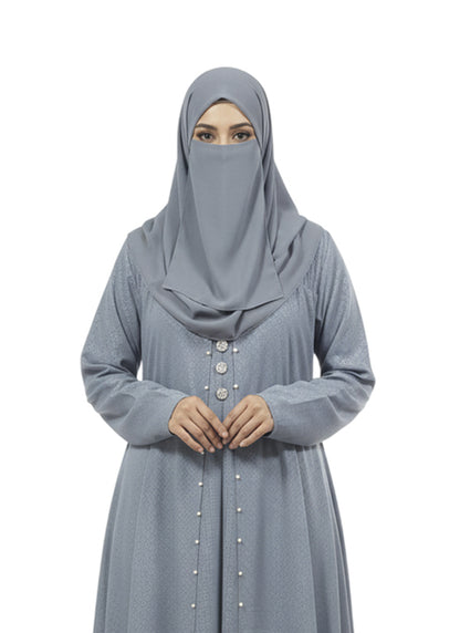 light blue full length abaya for women