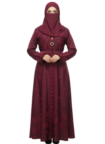 Elegant Long-Sleeve Abaya with Embroidered Detailing - Modest Wear Abaya