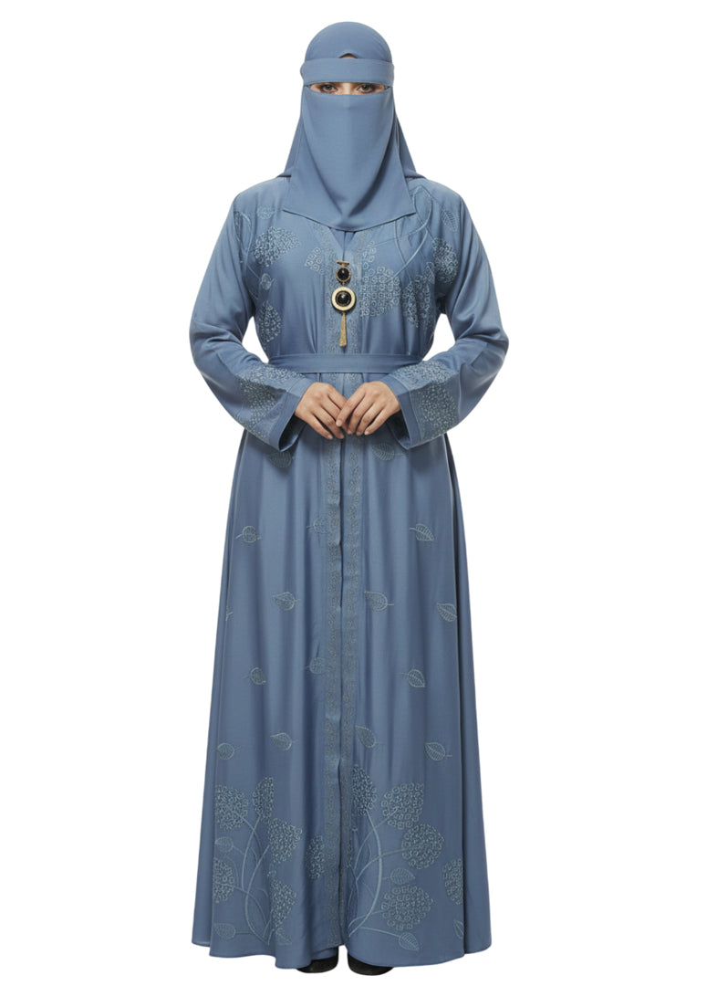 Elegant Long-Sleeve Abaya with Embroidered Detailing - Modest Wear Abaya