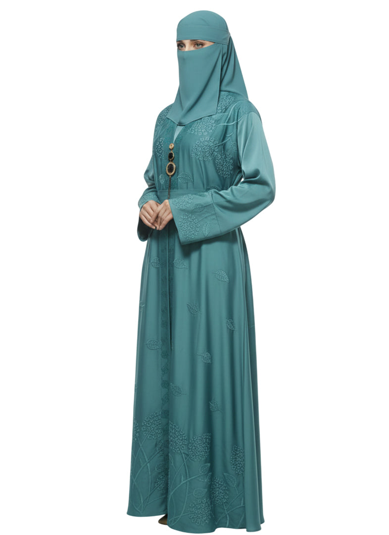 Elegant Long-Sleeve Abaya with Embroidered Detailing - Modest Wear Abaya