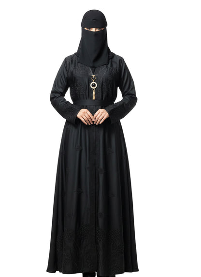 Elegant Long-Sleeve Abaya with Embroidered Detailing - Modest Wear Abaya