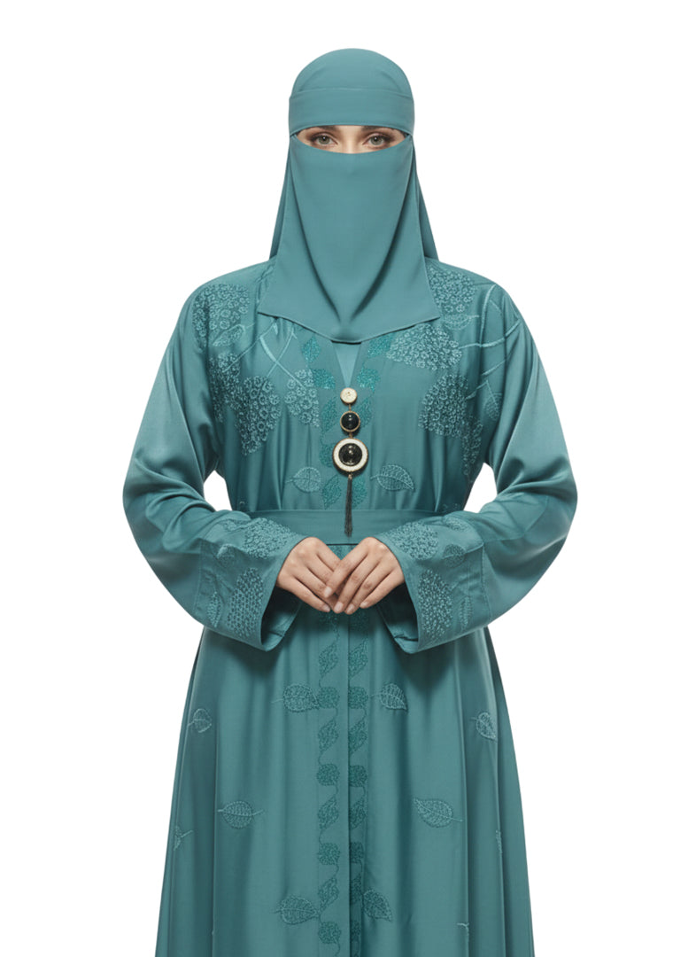 Elegant Long-Sleeve Abaya with Embroidered Detailing - Modest Wear Abaya