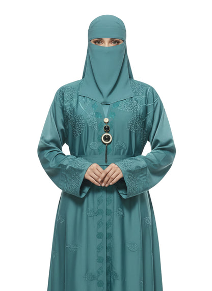 Elegant Long-Sleeve Abaya with Embroidered Detailing - Modest Wear Abaya