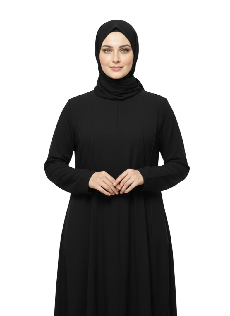 Classic Black Full-Length Modest Abaya for Women – Plain Elegant Daily Wear