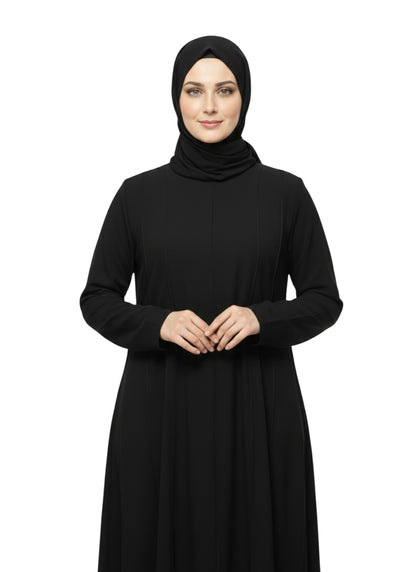 Classic Black Full-Length Modest Abaya for Women – Plain Elegant Daily Wear