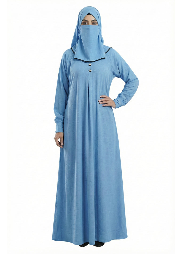 Women’s Maroon Modest Abaya – Closed-Front, Long Sleeve, Full-Length