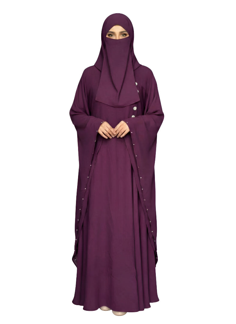 A-line abaya with side button