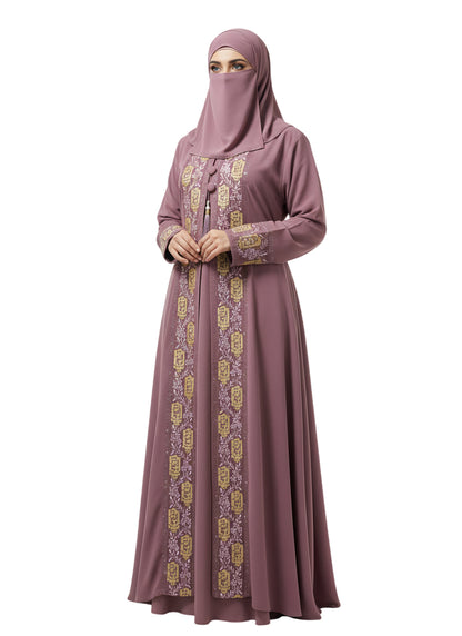double layer abaya dress with embroidery