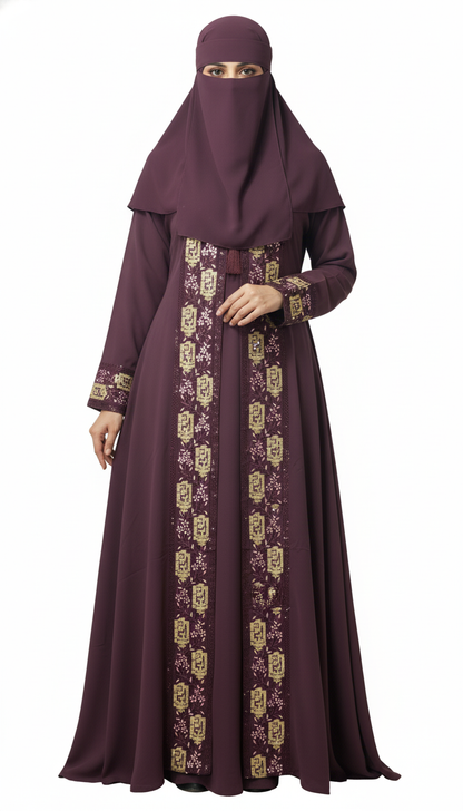 embroidered abaya gown for women
