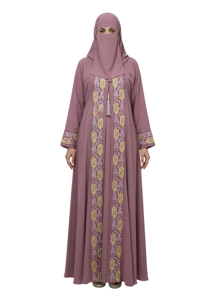 Embroidered Double Layer Abaya Gown