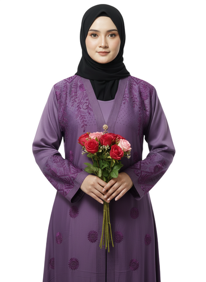 Floral Embroidered Full-Length Abaya for Women – Elegant Modest Wear