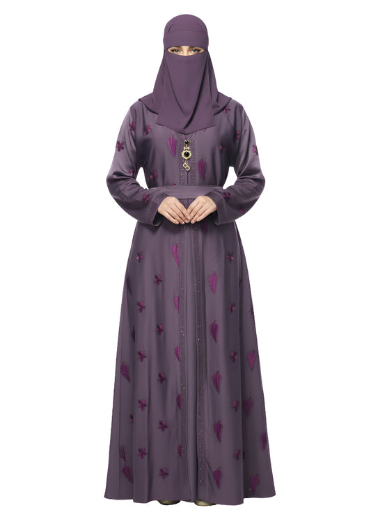 Elegant Long-Sleeve Abaya with Embroidered Detailing - Modest Wear Abaya